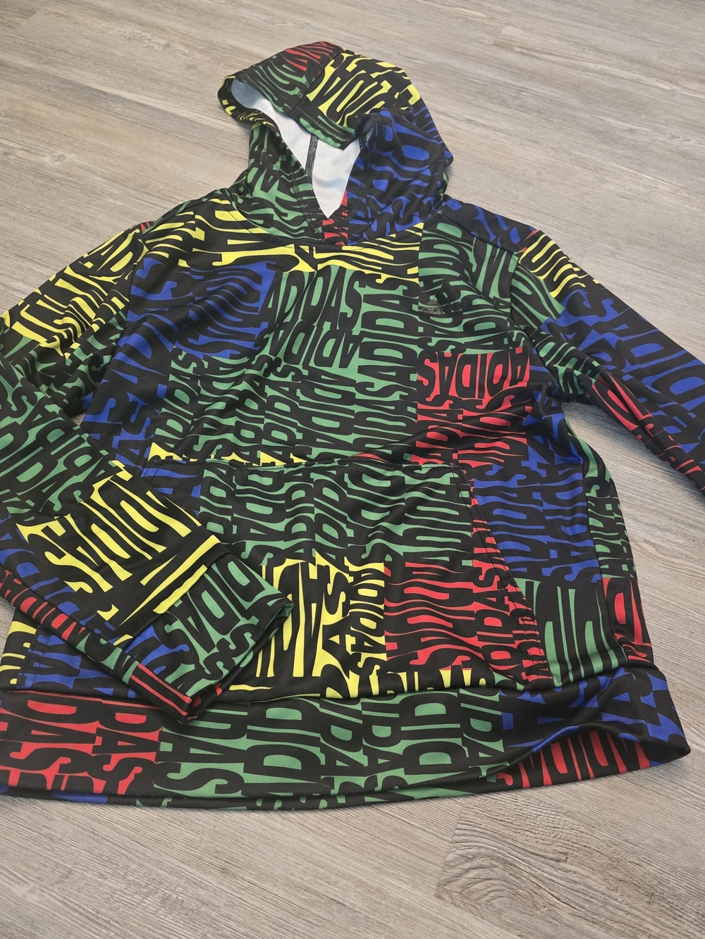 Adidas Graphic Colorblock Geometric Allover Print Hoodie SZ 10